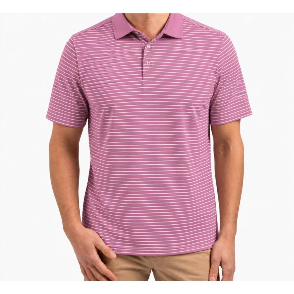 CUTTER & BUCK Virtue Eco Pique Stripe Recycled Polo Shirt Size Medium
